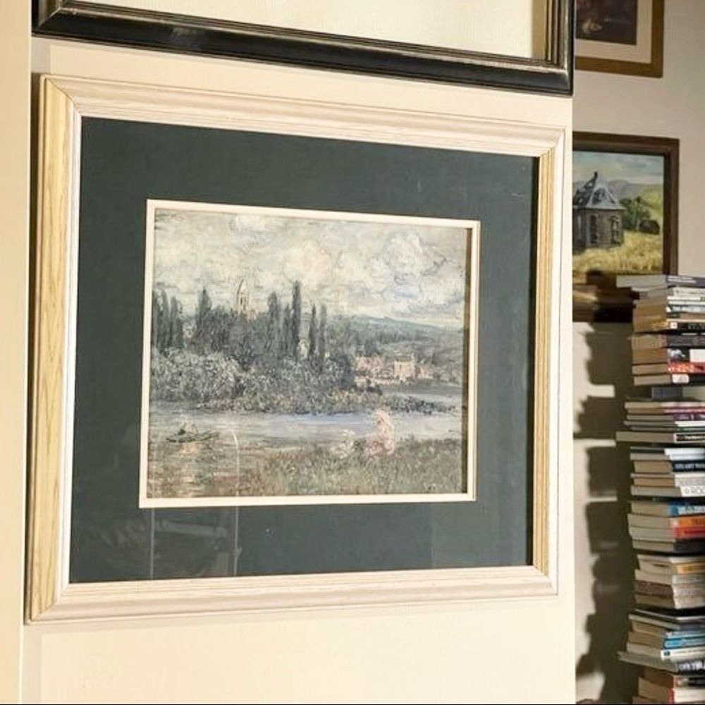 Claude Monet View of Verheuil Sue Seine 1880 Framed & Matted Peint (18”X21”)
